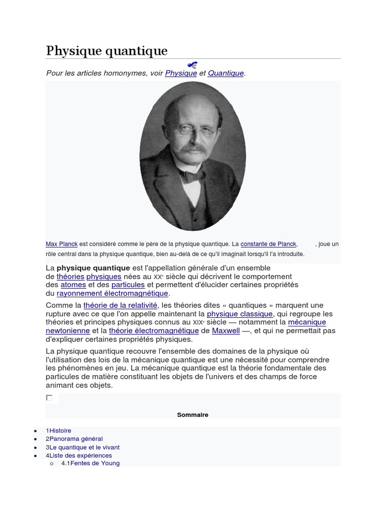Définition de la physique quantique | PDF | Mécanique quantique ...