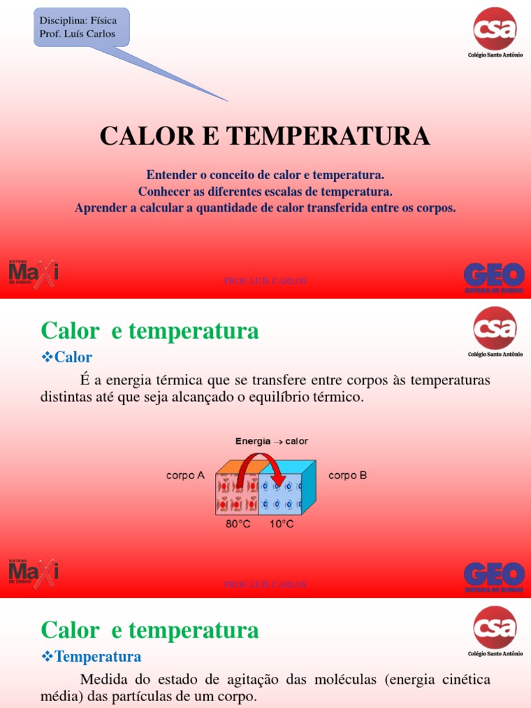 Calor e Temperatura: Conceitos e Cálculos | PDF | Temperatura | Calor