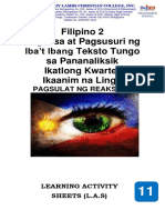 Filipino2 11 Q3 W6 - Pagsulat NG Reaksyon