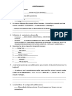 CUESTIONARIO II Desarrollo Humano II