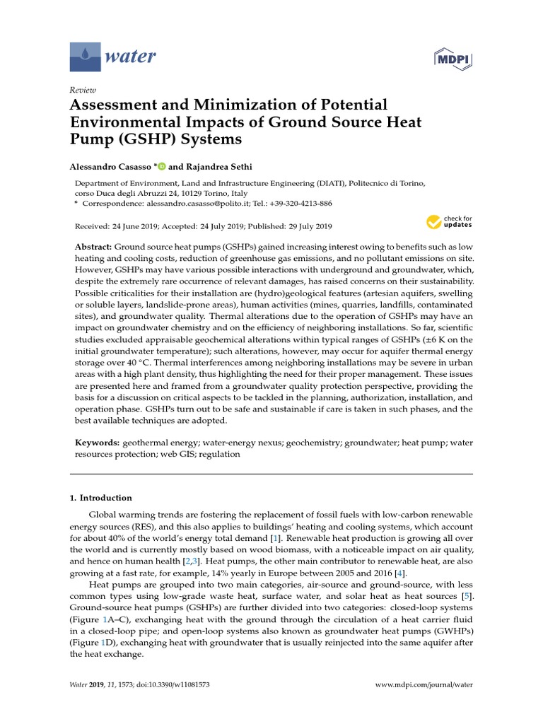 GSHP Environmental Impact Assessment | PDF | Groundwater | Aquifer
