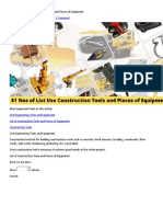 No of List Use Construction Tools and Pieces of Equipment