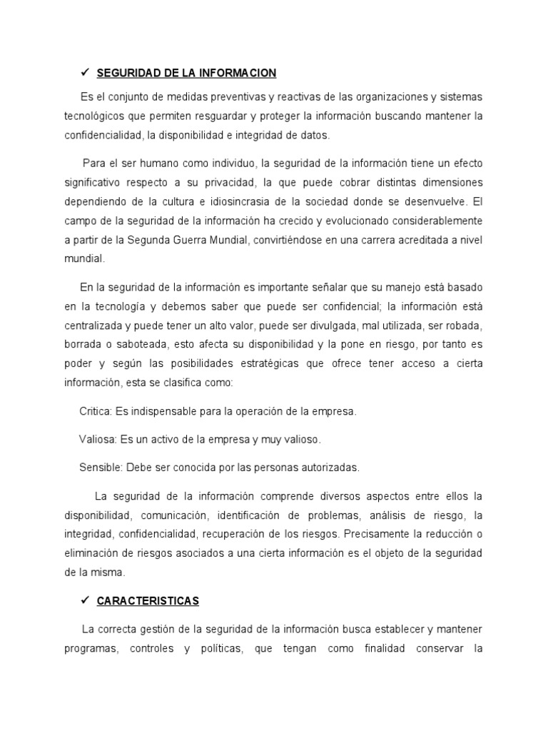 Seguridad de La Informacion | PDF | Seguridad de información