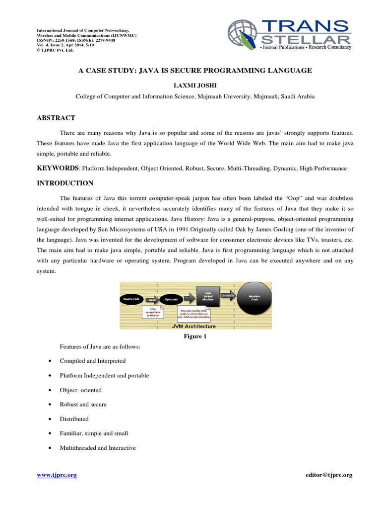 A case study java is secure programming language laxmi joshi