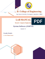 L. D. College of Engineering Lab Manual: System Software (3160715)