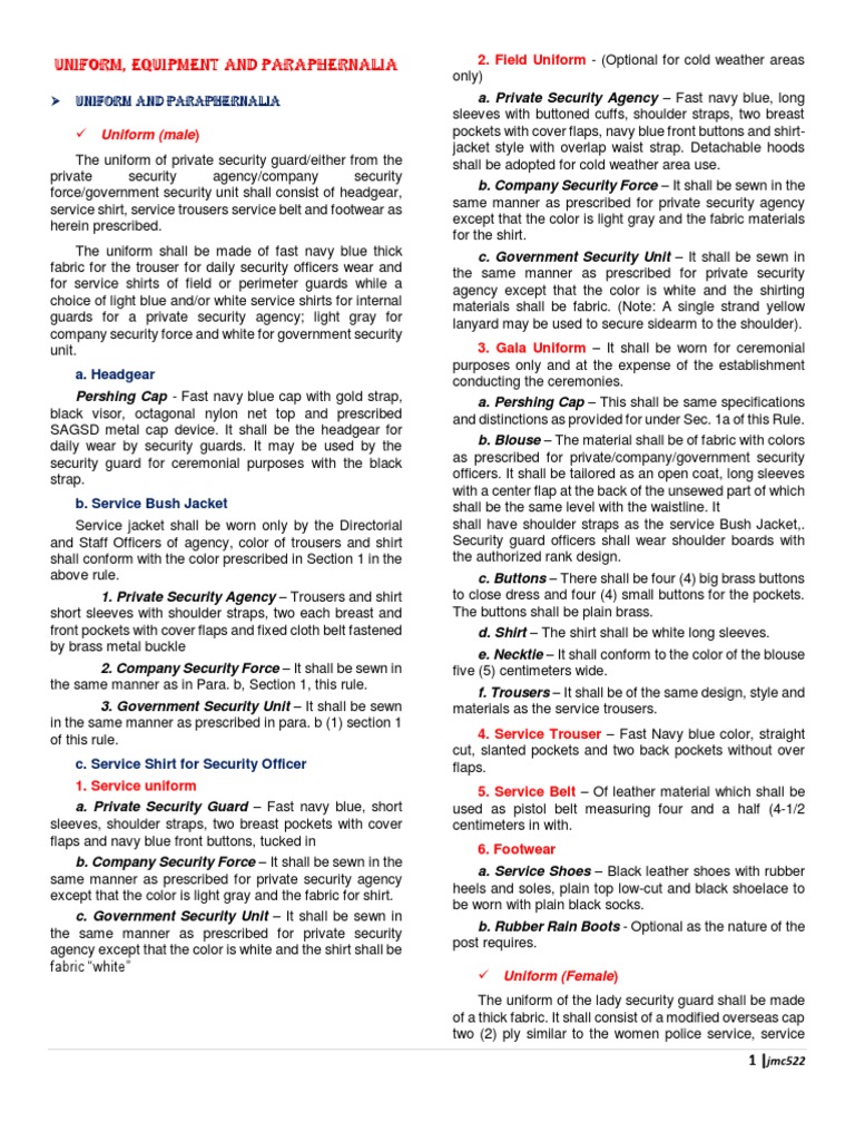 Uniform, Equipment and Paraphernalia PDF