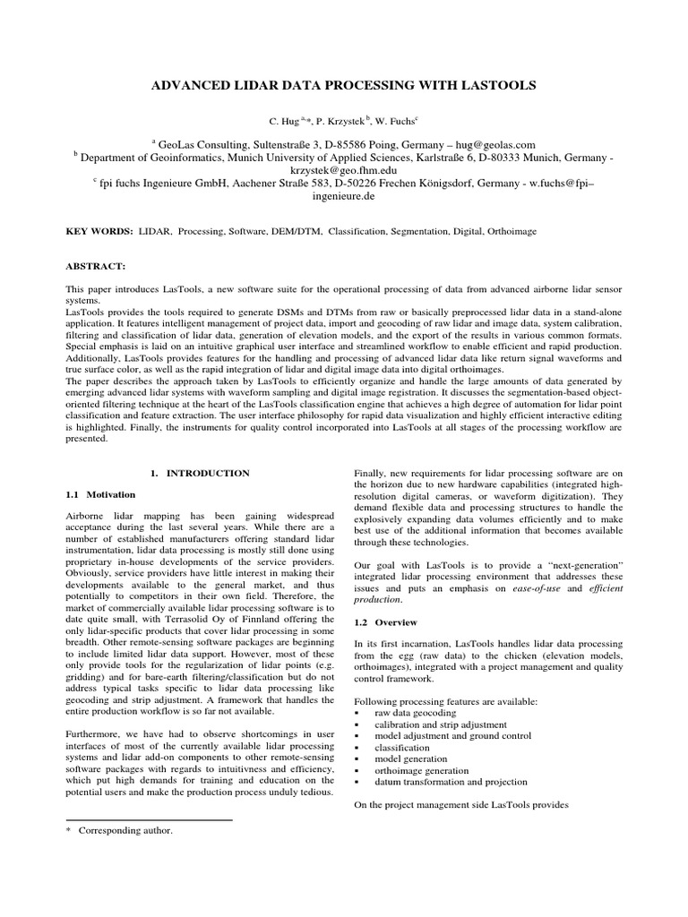 Advanced Lidar Data Processing With Lastools | PDF | Lidar | Image ...