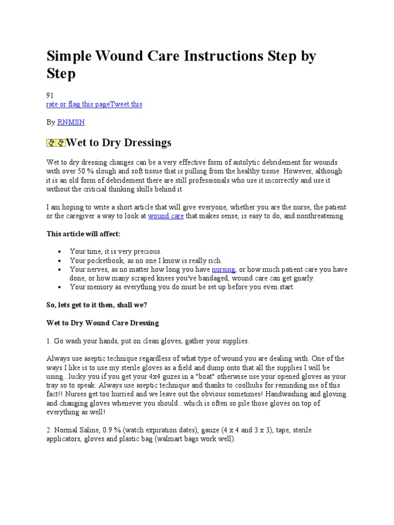 Wound Care Instructions Wound Glove Free 30day Trial Scribd