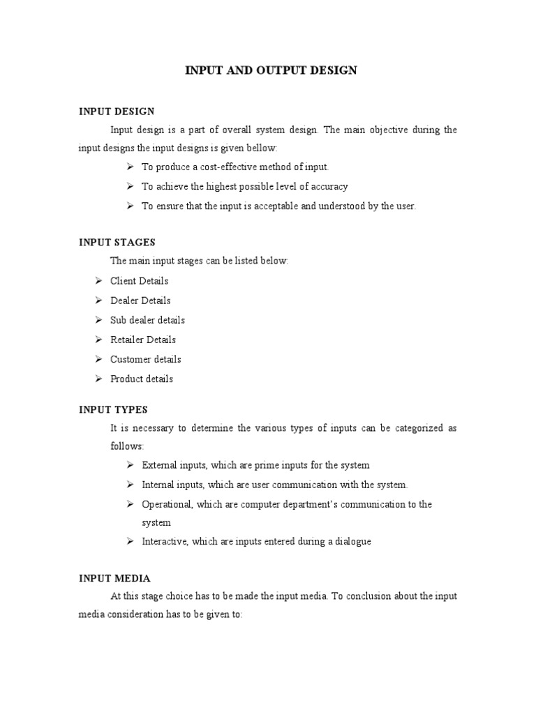 Input and Output Design | PDF | Input/Output | User Interface