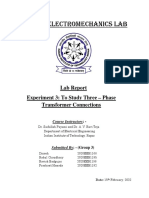 Electromechanics Lab: Lab Report Experiment 3: To Study Three - Phase Transformer Connections