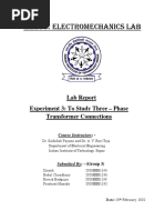 Electromechanics Lab: Lab Report Experiment 3: To Study Three - Phase Transformer Connections