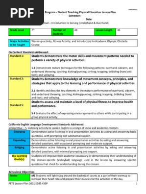 Volleyball_Serving Lesson Plan