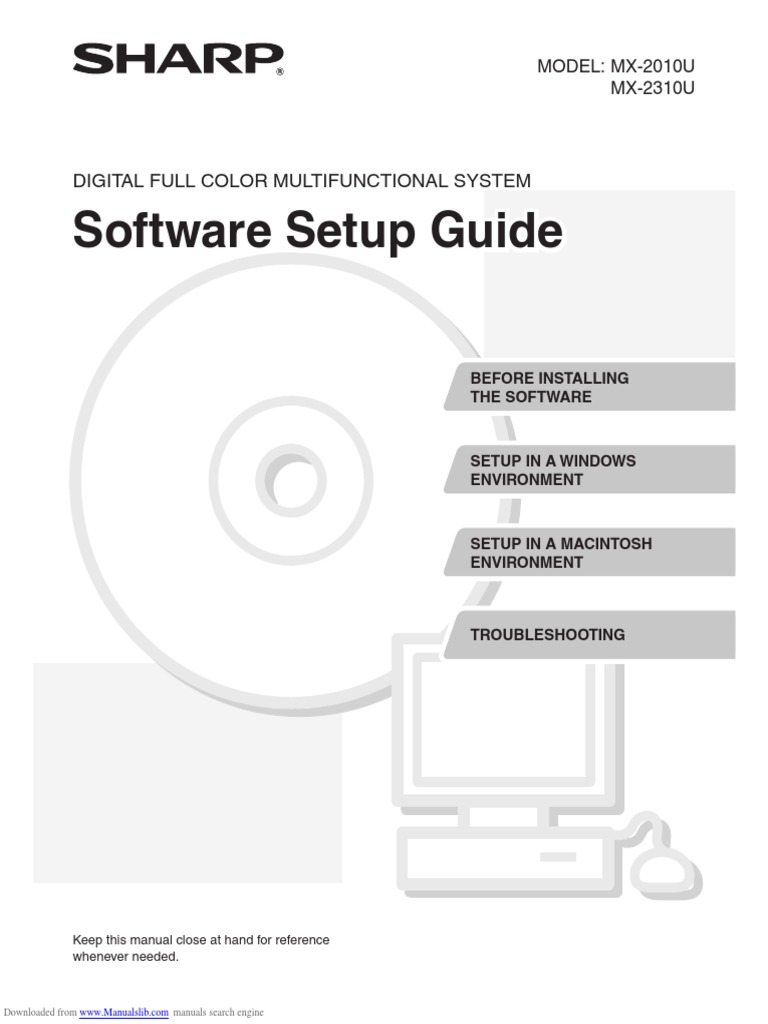 Sharp MX2310U Software Setup Manual | PDF