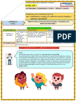 Experiencia de Aprendizaje 02 - Desarrollo Personal Ciudadania y Civica - Actividad 02 - 3ero y 4to - 2022