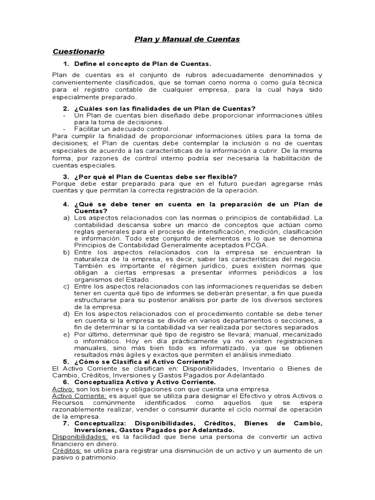 Plan y Manual de Cuentas | Descargar gratis PDF | Contabilidad | Business
