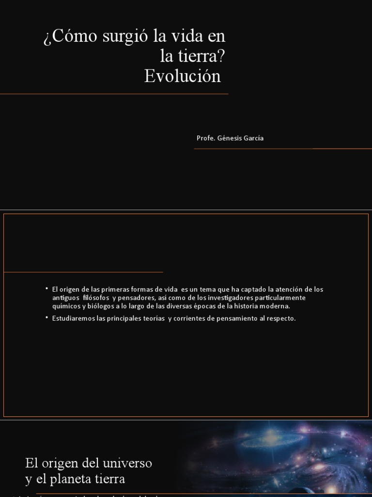 Origen de la Vida en la Tierra: Teorías y Evolución | PDF