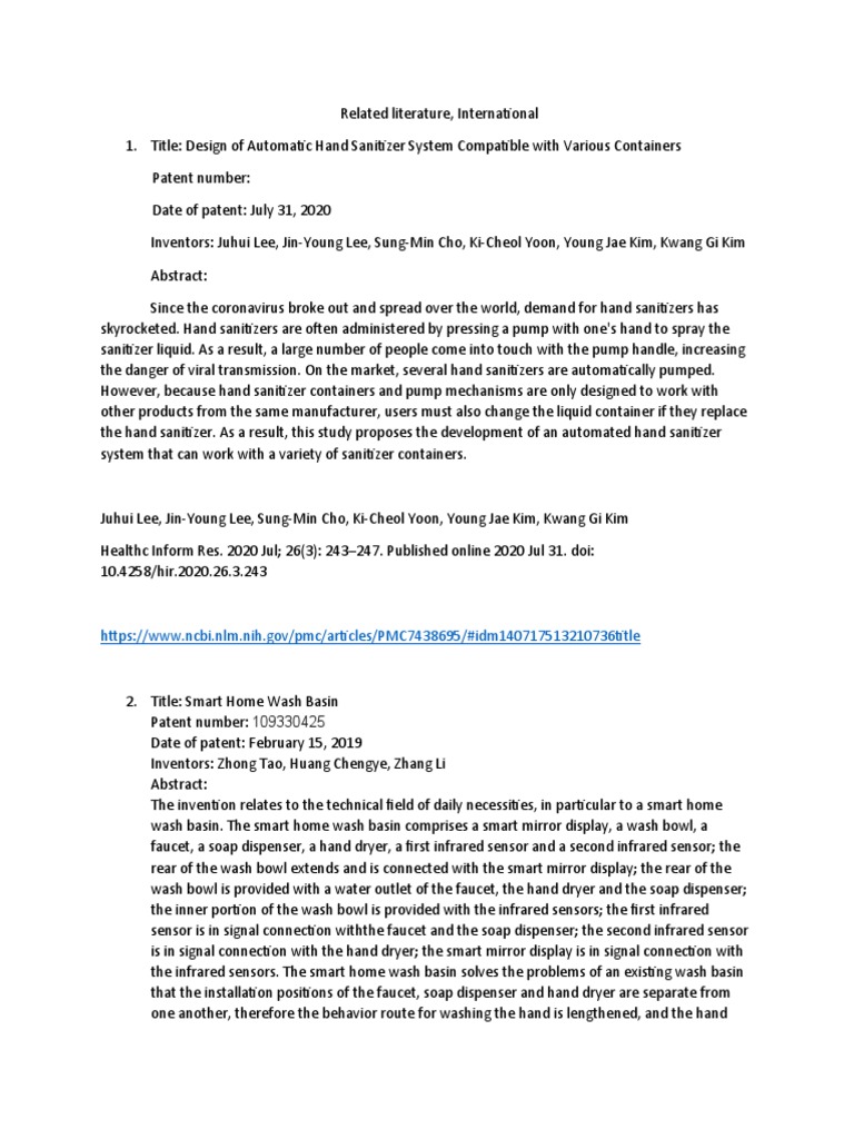 Partial RRL For Thesis | PDF | Hand Washing | Sensor