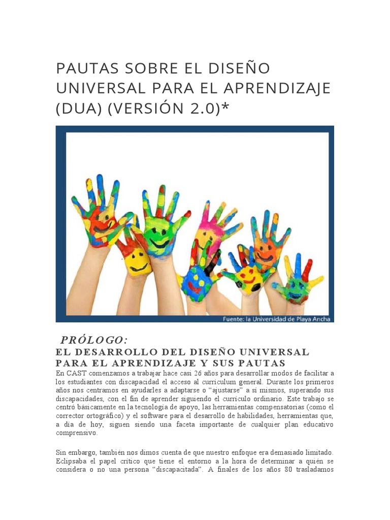 Pautas Sobre El Diseño Universal para El Aprendizaje | PDF | Plan de ...