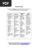 Holistic Rubric Example