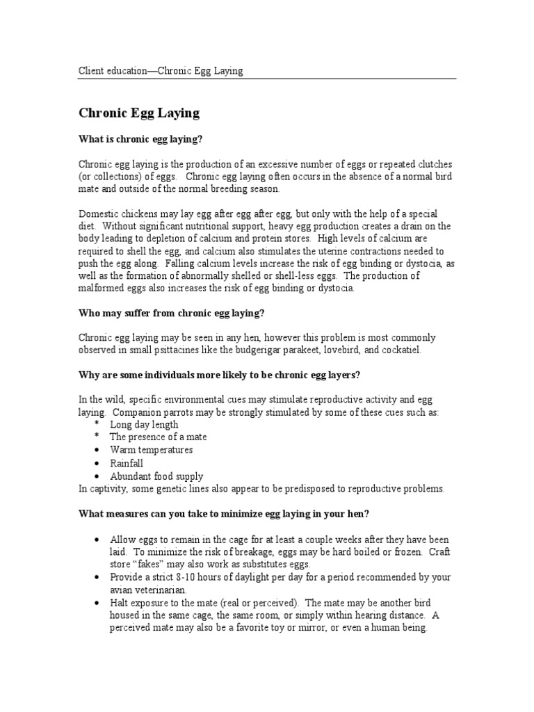 What Is Chronic Egg Laying? Download Free PDF Egg Birds