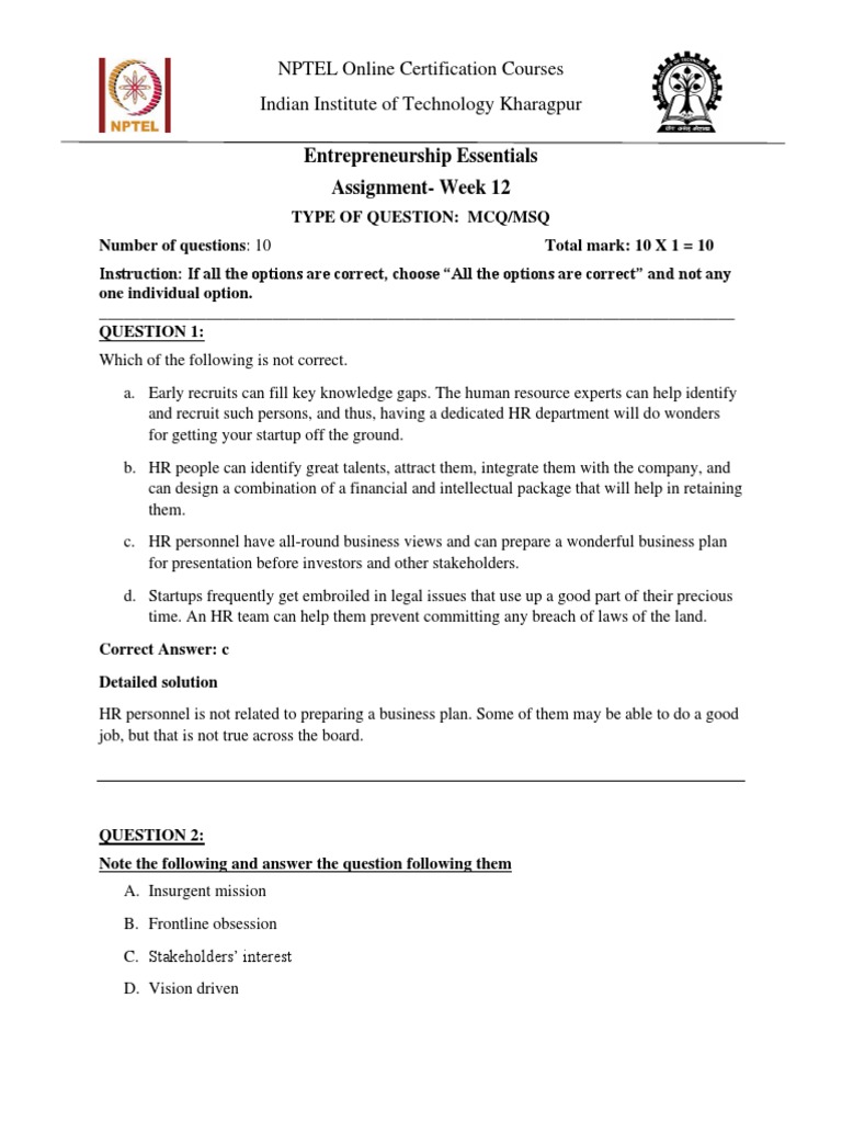 Assignment For Week 12 - 2022 | PDF | Equity (Finance) | Small Business ...