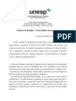 Avaliação da disciplina – Teoria Política contemporânea (Leonardo Alves Costa, RA_ 201064391)