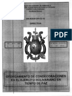 AQ. Directiva de Otorgamiento de Condecoraciones en Tienpo de Paz AGEB-DIR-03-16