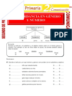 Concordancia en Genero y Numero para Segundo de Primaria