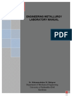 Engineering Metallurgy Laboratory Manual: Department of Mechanical Engineering University of Salahaddin-Erbil Kurdistan