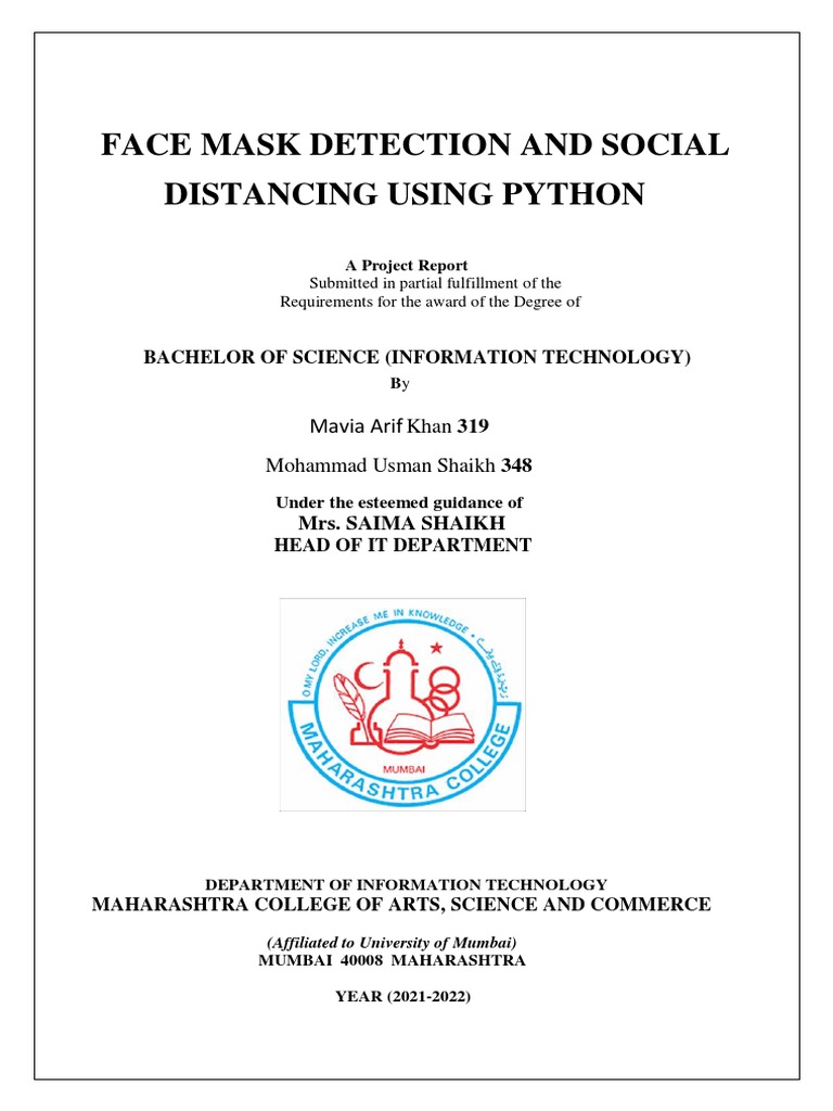 Face Mask Detection and Social Distancing Using Python Mavia Arif