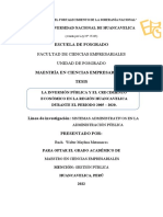 La Inversión Pública y El Crecimiento Económico en La Region Huancavelica Durante El Periodo 1995 - 2020