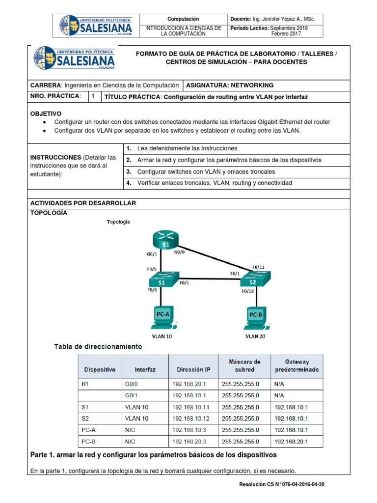 Configuración de Routing entre VLAN | PDF | Red de computadoras ...