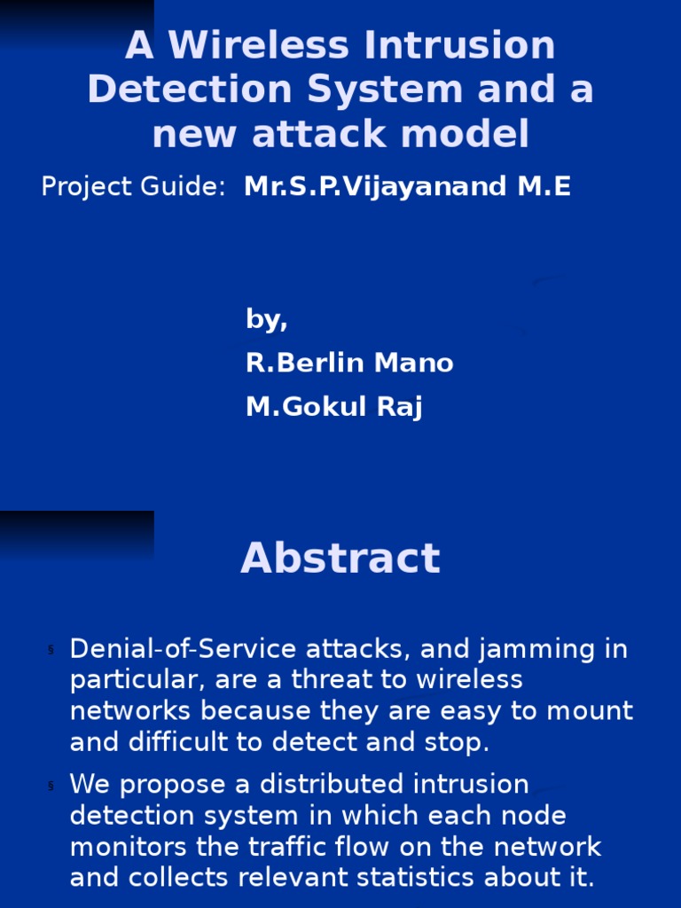 A Wireless Intrusion Detection System and A New Attack Model | PDF ...