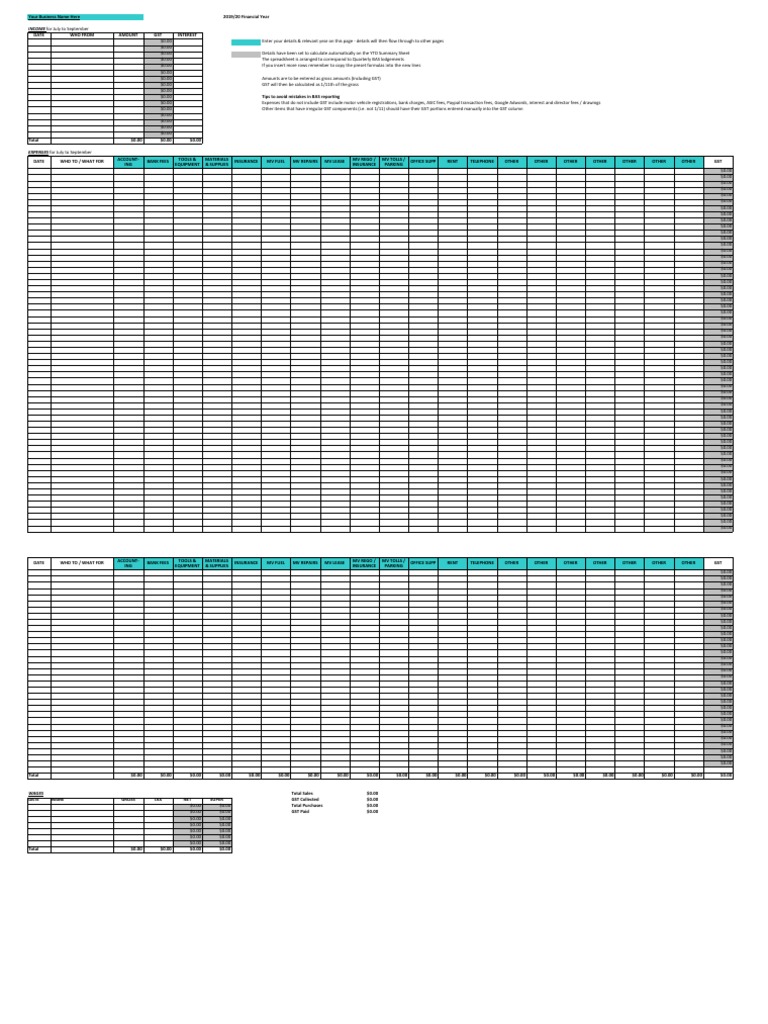 BAS Income and Expense Template | PDF | Value Added Tax | Business
