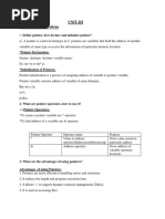 Unit-Iii Short Answer Questions: Pointer Declaration