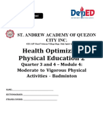 Health Optimizing Physical Education 2: St. Andrew Academy of Quezon City Inc
