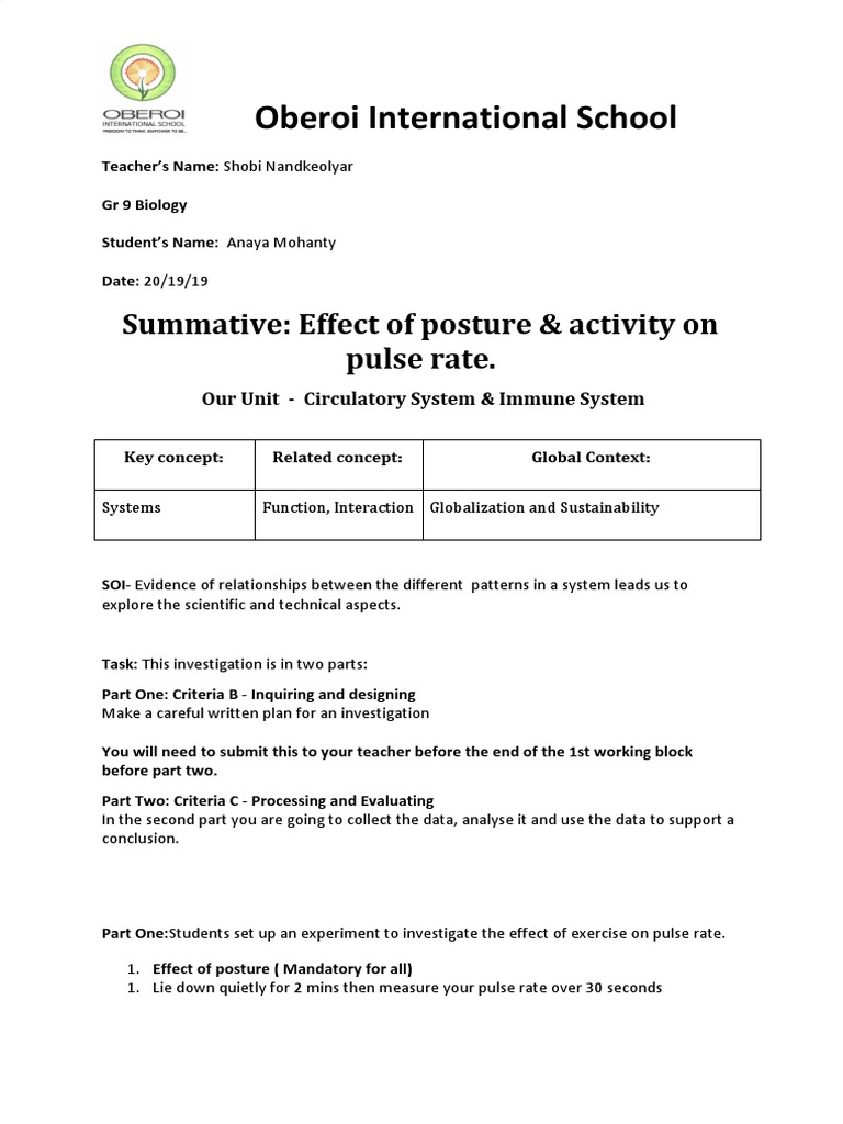 Posture and Exercise Effects on Pulse Rate | PDF | Heart Rate | Heart