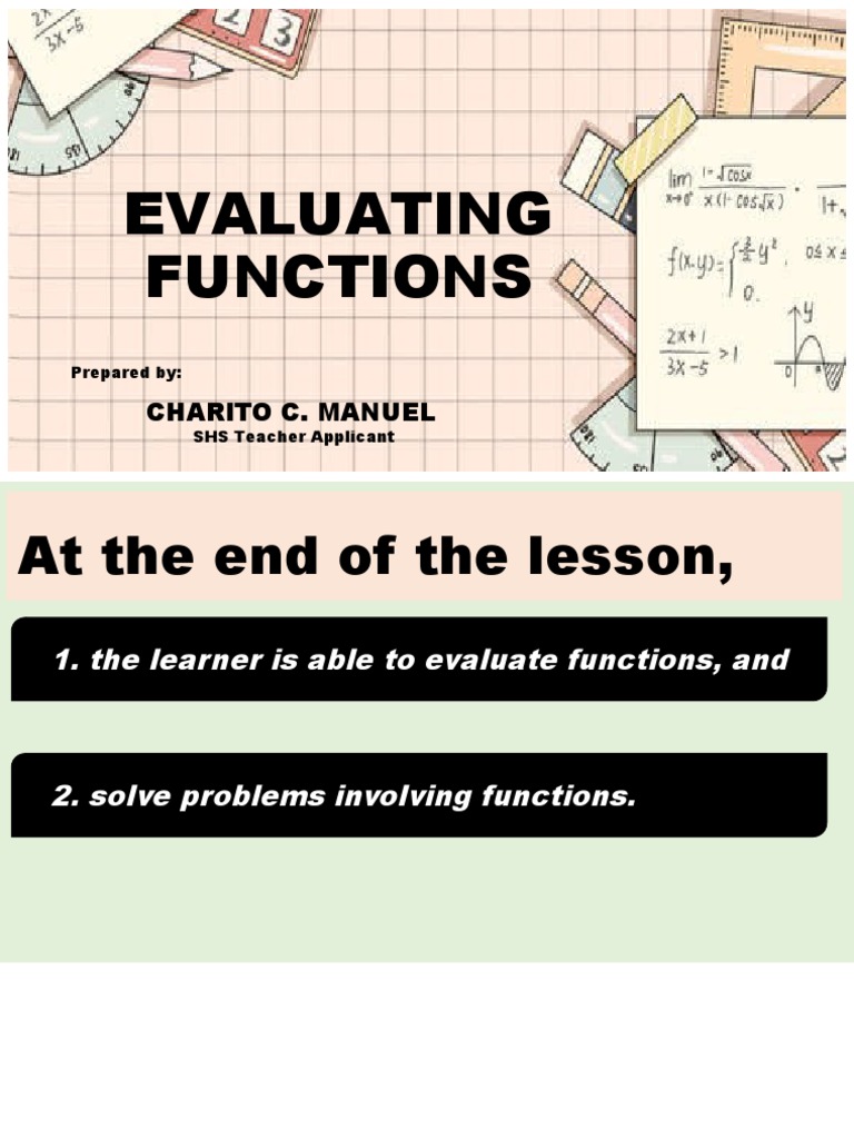 Evaluating Functions Lesson Plan | PDF | Teaching Methods & Materials ...