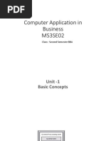 Computer Application in Business MS3SE02: Class: Second Semester BBA