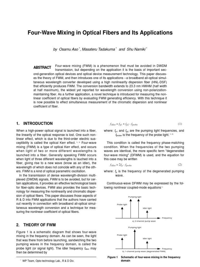 Four-Wave Mixing in Optical Fibers | PDF | Dispersion (Optics ...