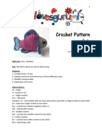 Crochet Pattern: Difficulty: Easy - Medium Size: The Fish Is About 10 cm/3.9 Inches Long Material