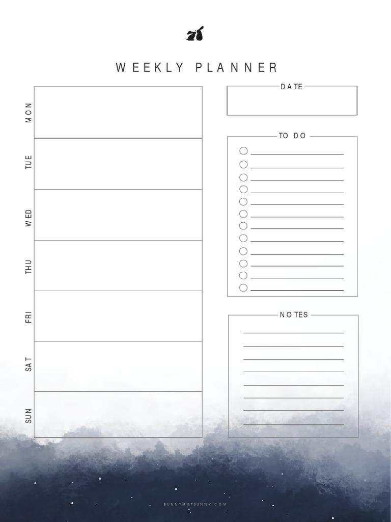 Night Sky Theme - Weekly Planner Page | PDF