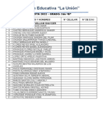 Institución Educativa "La Unión": LISTA 2022 - GRADO: 3do "B"