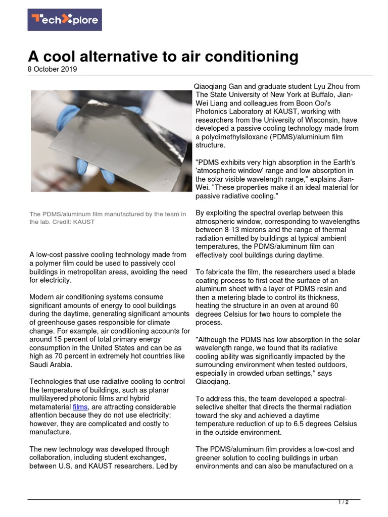 A Cool Alternative To Air Conditioning The PDMS/aluminum Film