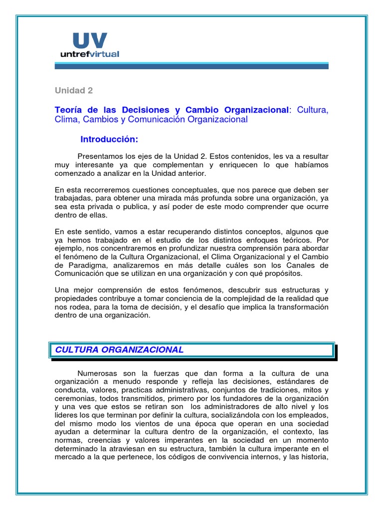 Cultura y Cambio Organizacional | PDF | Cultura organizacional | Paradigma