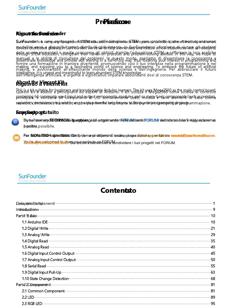 SunFounder Vincent Kit For Arduino User Manual - ITA-ENG | PDF