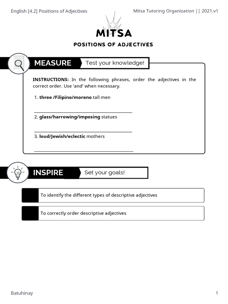 Ordering Adjectives in English | PDF | Adjective | Cognitive Science