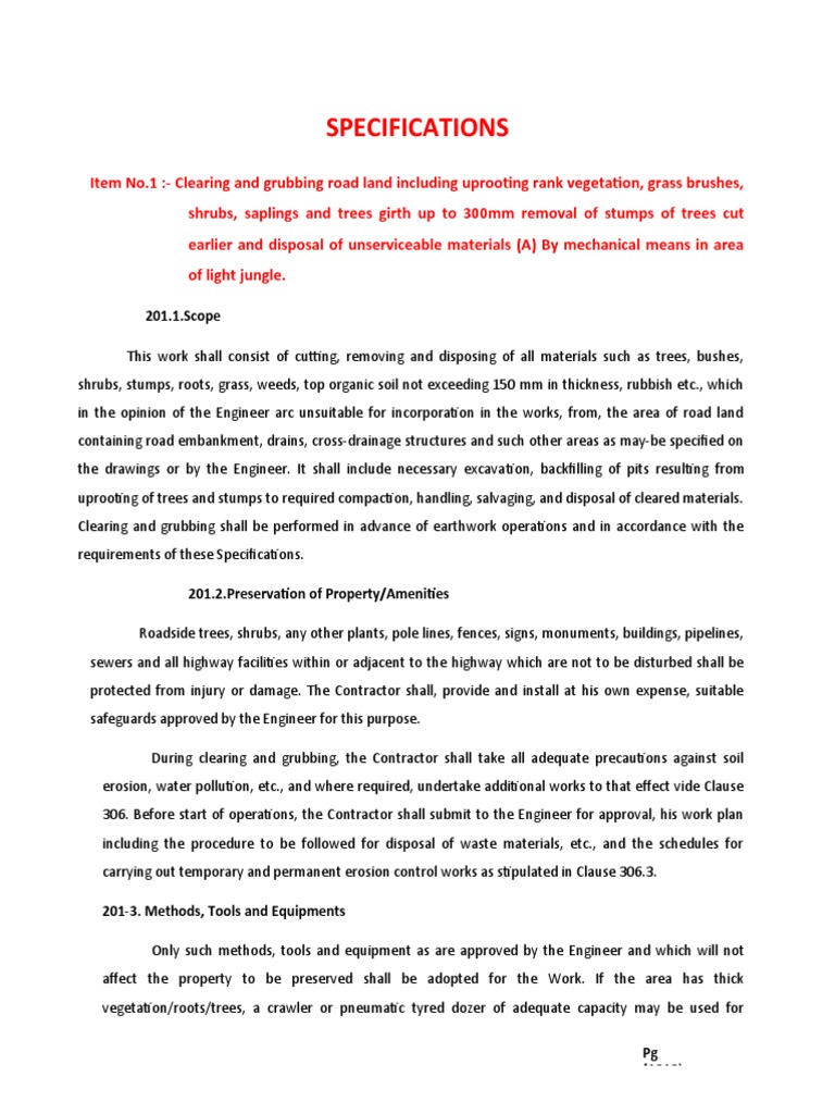 Road Clearing and Grubbing Specifications | PDF | Road | Density