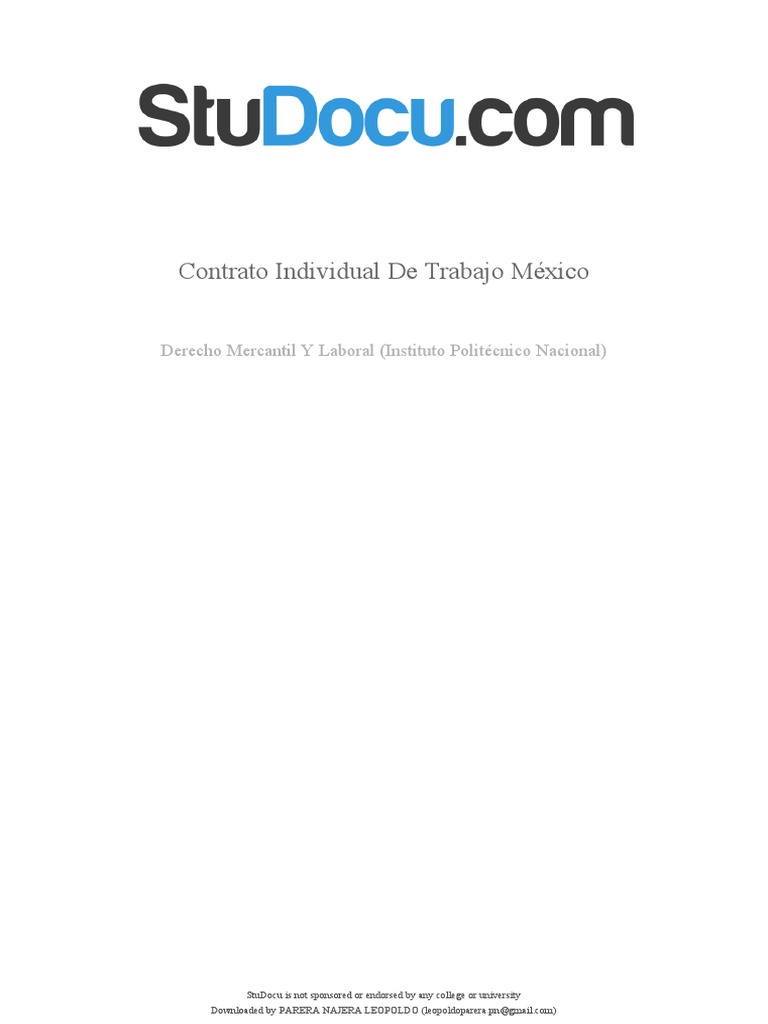 Contrato Individual de Trabajo Mexico | PDF | Salario | Tiempo de trabajo