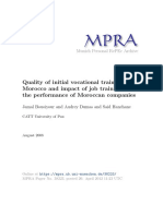 Qualité de La Formation Professionnelle Initiale Au Maroc Et Impact Des Actions de Formation Continue Sur Les Performances Des Entreprises Marocaines